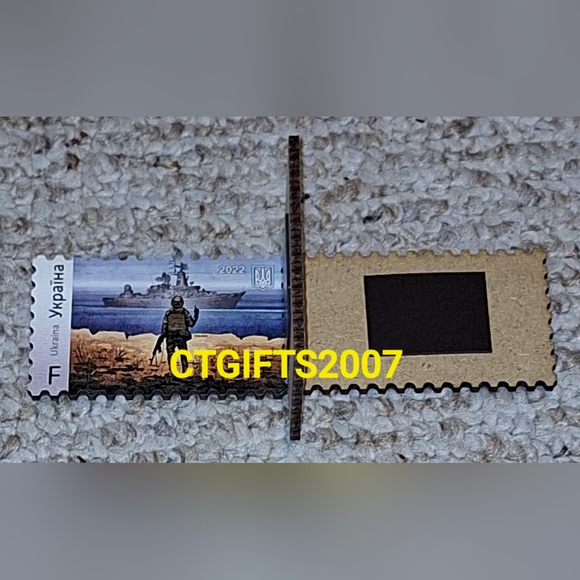 Ukraine Postal Service Other - GENUINE Wooden Ukraine Stamp F Refrig. Magnet Russian Warship, Go F *** Y…